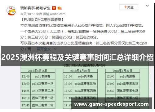 2025澳洲杯赛程及关键赛事时间汇总详细介绍
